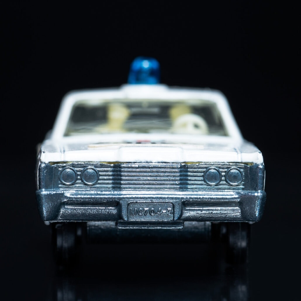 Mercury White Police car Matchbox Series No. 55/73. Photography by Jeff Kauffman.