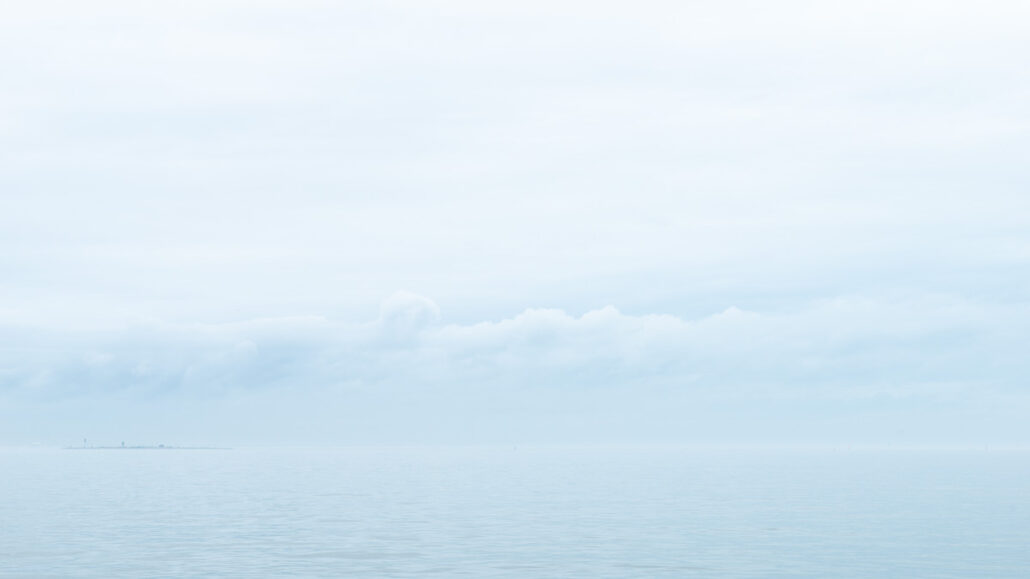 Wide Open Space, Fog Bank #0251. haze rain and fog envelop Galveston Bay. Photograph by Jeff Kauffman.