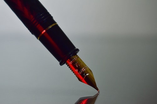 Photo of luxury fountain pen with a gold nib