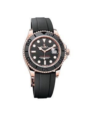 Rolex Yacht-Master with a black dial, a matt black Cerachrom ceramic bezel, and an Oysterflex bracelet. (Photo courtesy of Rolex)