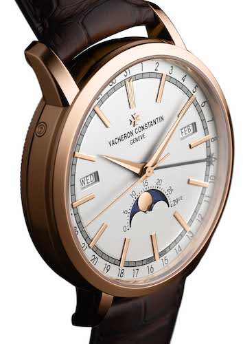 Vacheron Constantin. The Traditionnelle Collection's Complete Calendar with a pink gold case and brown alligator leather strap. Photo: Vacheron Constantin
