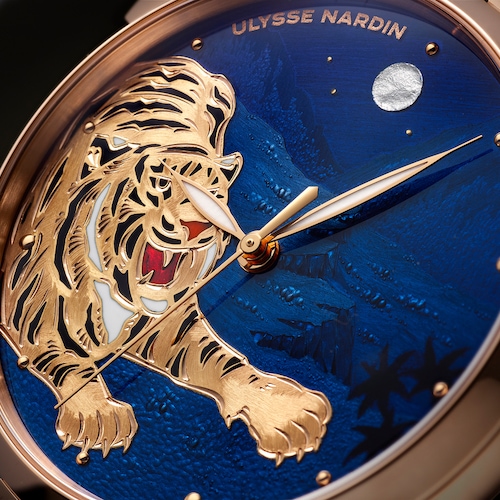 Close-up image of Ulysse Nardin Classico Tiger watch