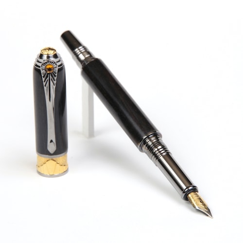Lanier Pens. Blackwood fountain pen with Art Deco accents.