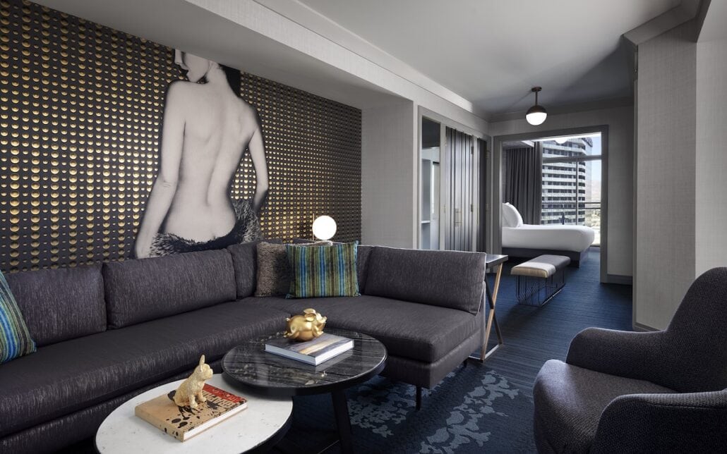 Photo of a evocative artwork in a guestroom at the Cosmopolitan Hotel, an art hotel in Las Vegas. Photo: ©MGM Resorts