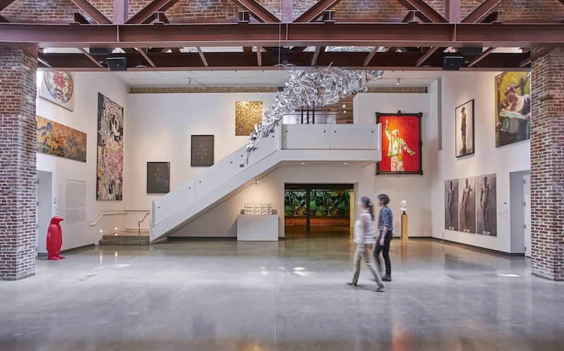 Various artworks in the lobby of the 21c Museum Hotel in Louisville. Photo courtesy of Expedia.com